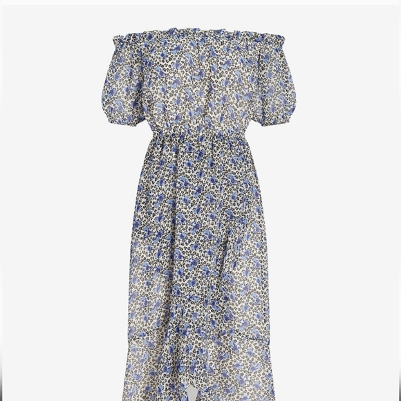 NWT Express Cottage Core Floral Blue and White Women's Dress - Picture 3 of 9